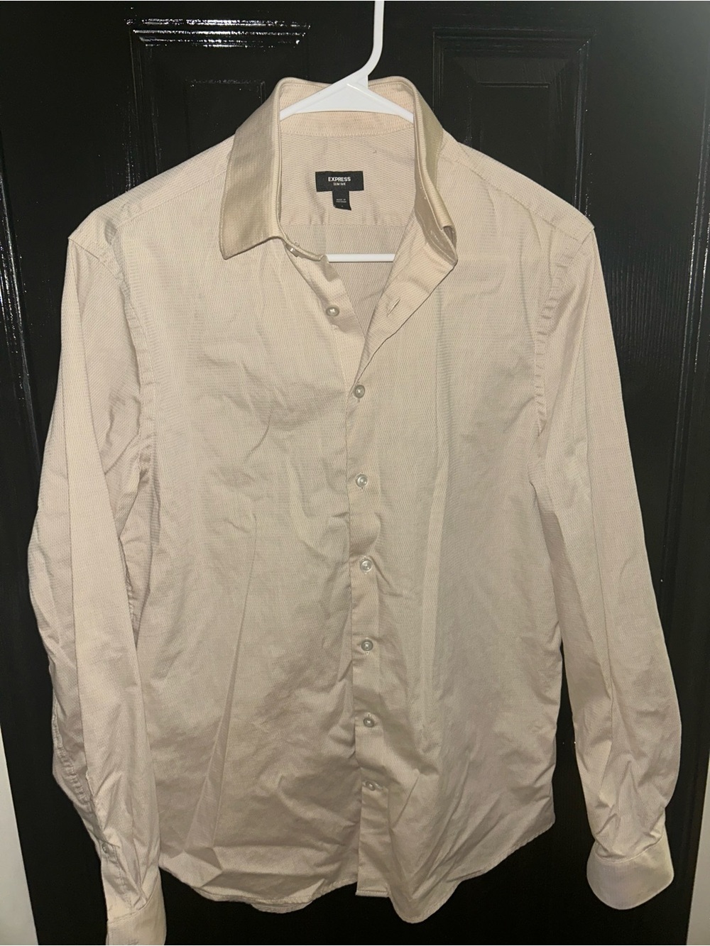 Express Men’s Light Beige Long-Sleeve Dress Shirt